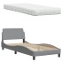 Cama con colchón tela gris claro 80x200
