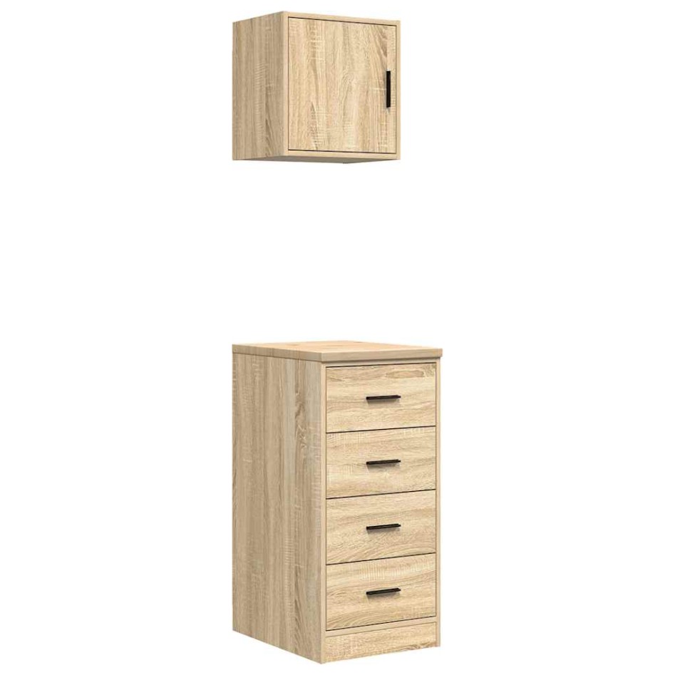 Armarios 2 uds para garaje madera de ingeniería roble