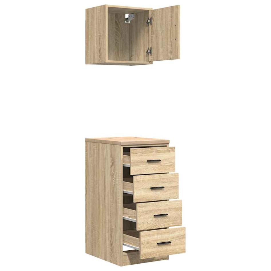 Armarios 2 uds para garaje madera de ingeniería roble