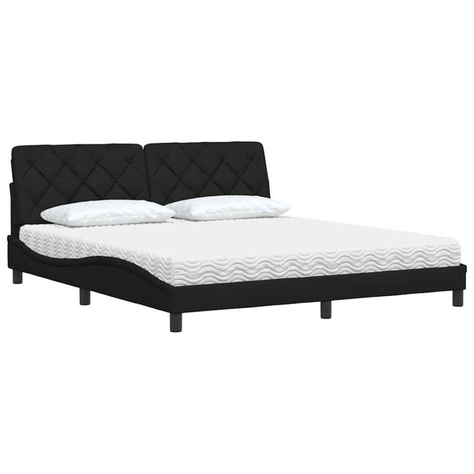 Cama con colchón de tela negro 180x200