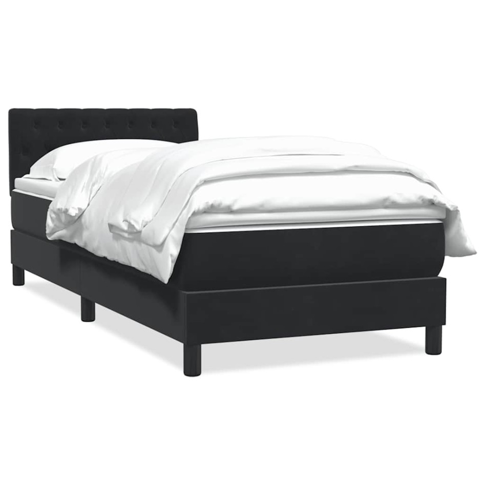 Cama box spring con colchón cuero sintético negro 80x220