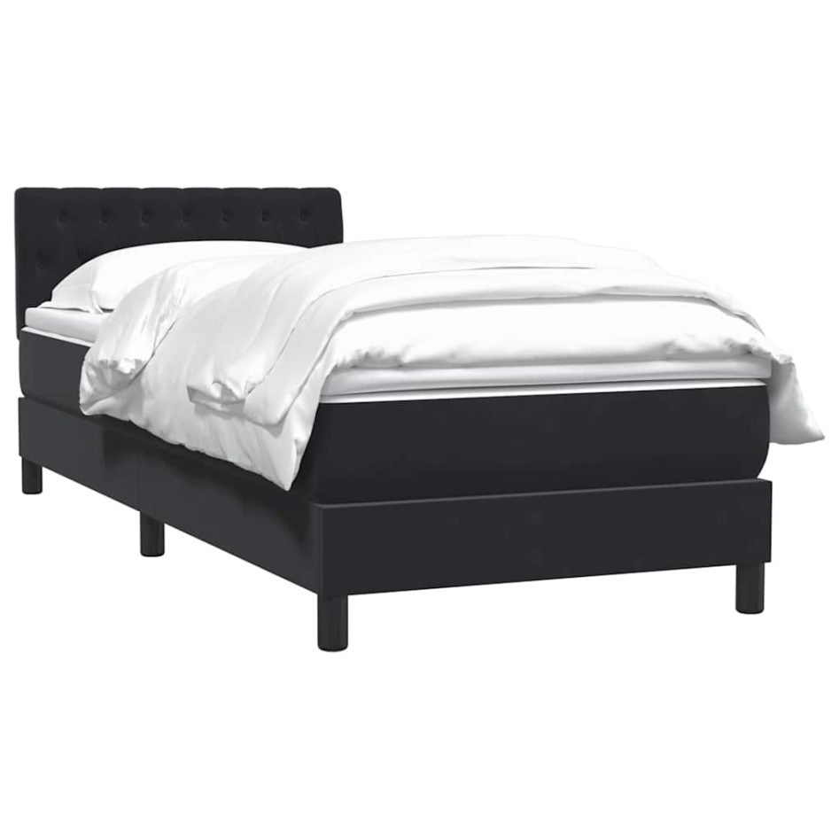 Cama box spring con colchón cuero sintético negro 80x220