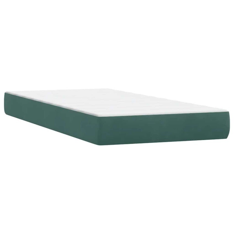 Cama box spring con colchón terciopelo verde oscuro 90x210