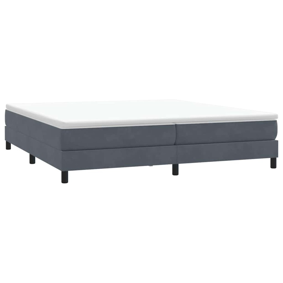 Cama box spring sin colchón gris oscuro terciopelo 200x210
