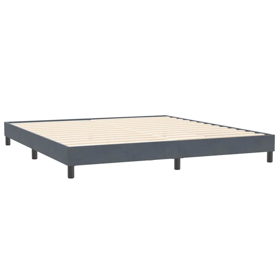 Cama box spring sin colchón gris oscuro terciopelo 200x210