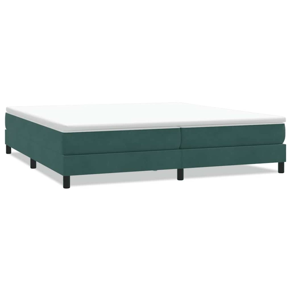Cama box spring sin colchón verde oscuro terciopelo 200x210