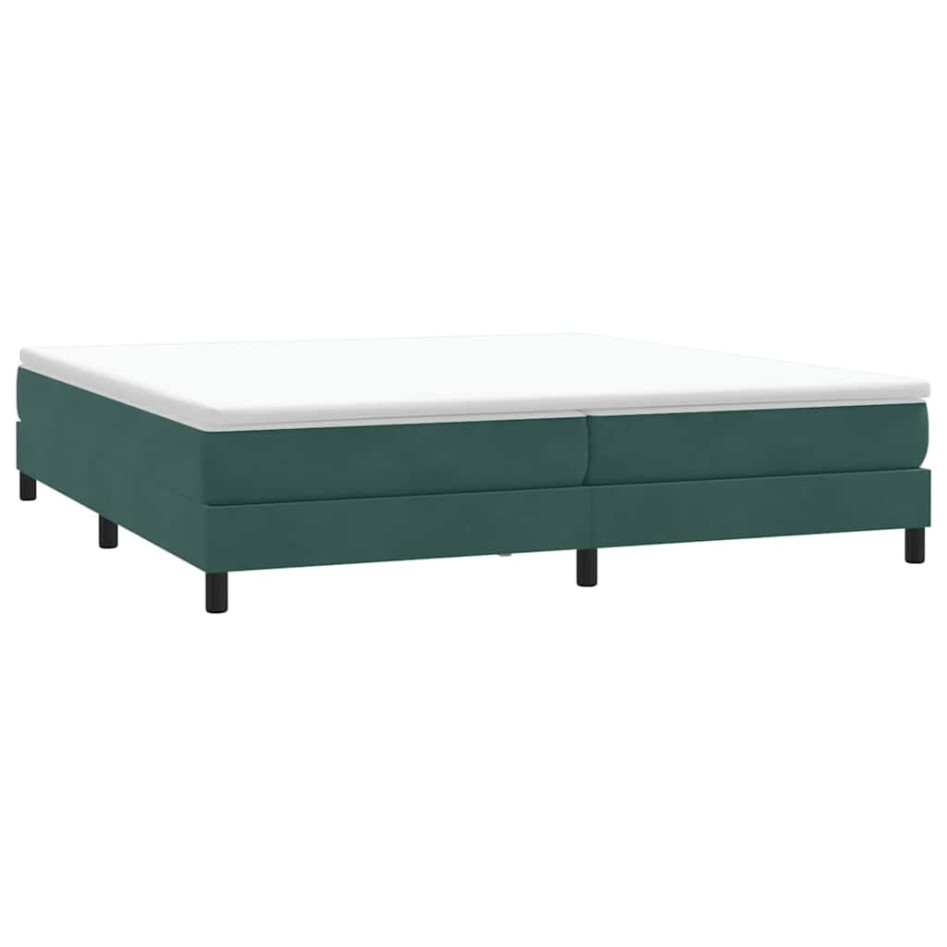 Cama box spring sin colchón verde oscuro terciopelo 200x210