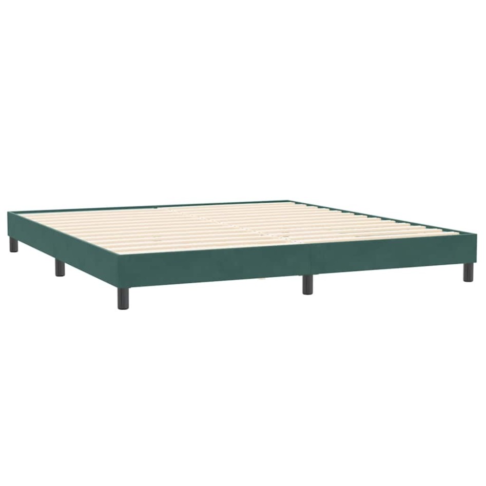 Cama box spring sin colchón verde oscuro terciopelo 200x210