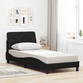Estructura de cama sin colchón tela negro 80x200