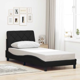 Estructura de cama sin colchón tela negro 90x200