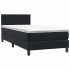Cama box spring con colchón cuero sintético negro 90x210