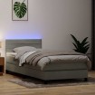 Cama box spring con colchón terciopelo gris claro 80x220 cm