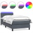 Cama box spring con colchón terciopelo gris oscuro 90x220