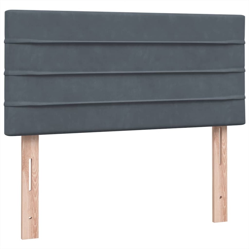 Cama box spring con colchón terciopelo gris oscuro 90x220