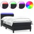 Cama box spring con colchón cuero sintético negro 90x210