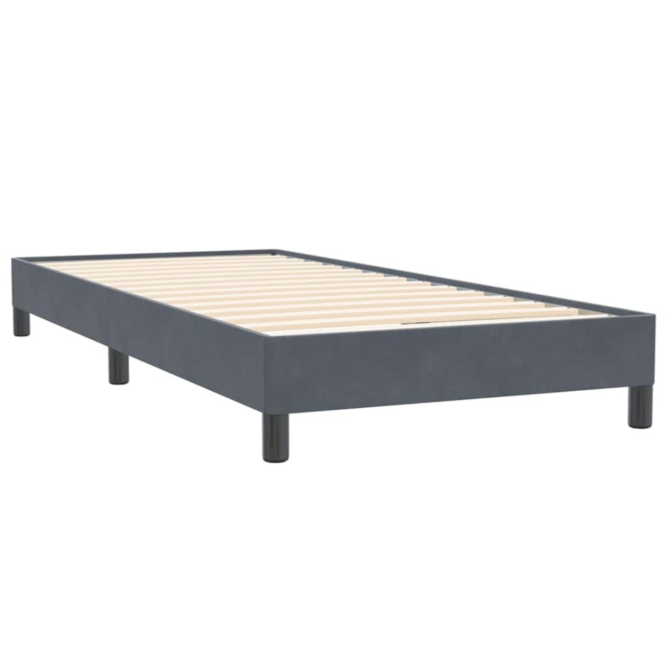 Cama box spring con colchón terciopelo gris oscuro 90x220