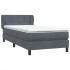 Cama box spring con colchón terciopelo gris oscuro 80x210