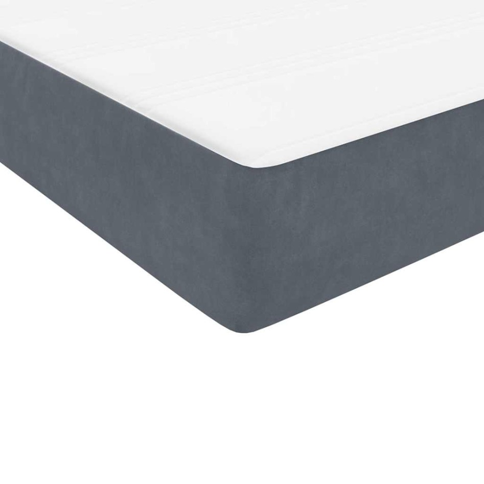 Cama box spring con colchón terciopelo gris oscuro 90x210