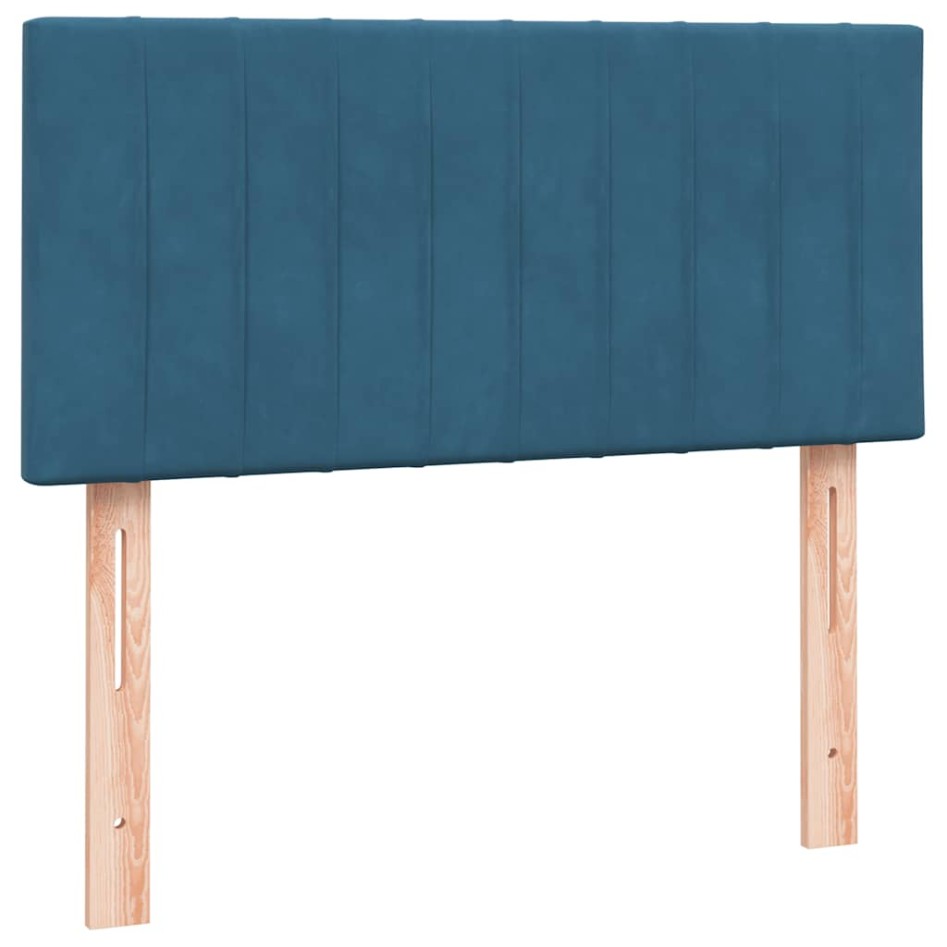 Cama box spring con colchón terciopelo azul oscuro 80x210