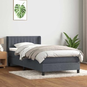 Cama box spring con colchón terciopelo gris oscuro 80x220