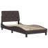 Estructura cama con LED sin colchón tela marrón oscuro