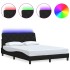 Estructura cama con LED sin colchón tela negro 120x200