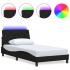 Estructura cama con LED sin colchón tela negro 100x200