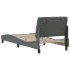 Estructura cama con LED sin colchón tela gris oscuro 90x200