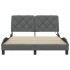 Estructura cama con LED sin colchón tela gris oscuro 140x190