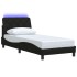 Estructura cama con LED sin colchón tela negro 90x190