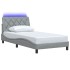 Estructura cama con LED sin colchón tela gris claro 90x200