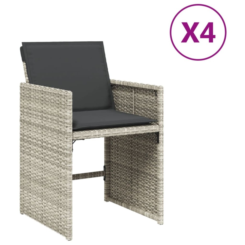 Sillones de jardín con cojines 4 uds ratán sintético gris