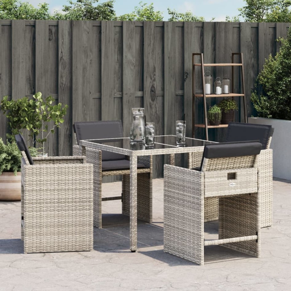 Sillones de jardín con cojines 4 uds ratán sintético gris
