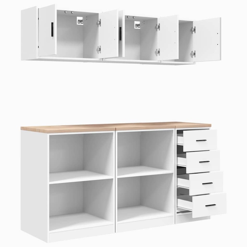 Armarios 6 uds para garaje madera de ingeniería