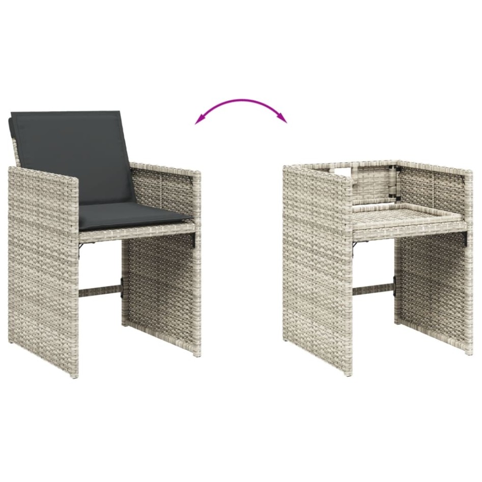 Sillones de jardín con cojines 4 uds ratán sintético gris