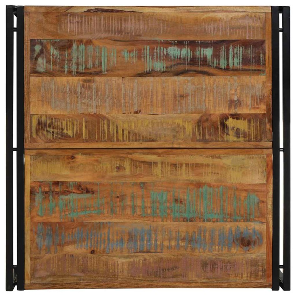 Mesa de centro multicolor 80x80x35 cm madera maciza