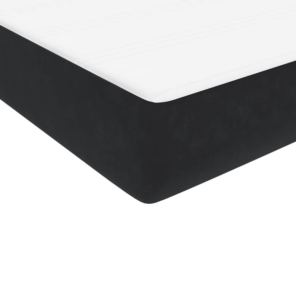 Cama box spring con colchón cuero sintético negro 90x210