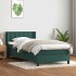 Cama box spring con colchón terciopelo verde oscuro 90x220