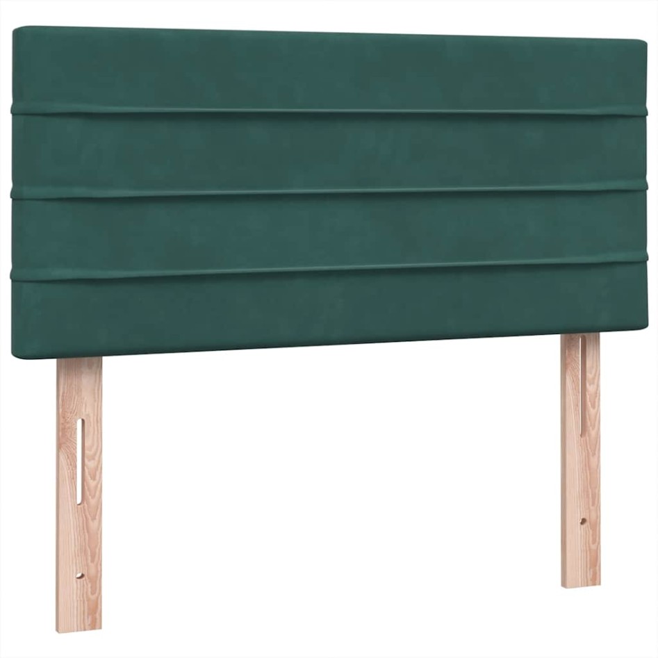 Cama box spring con colchón terciopelo verde oscuro 90x210