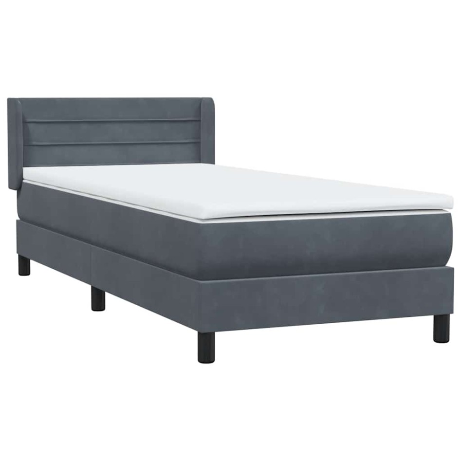 Cama box spring con colchón terciopelo gris oscuro 80x220