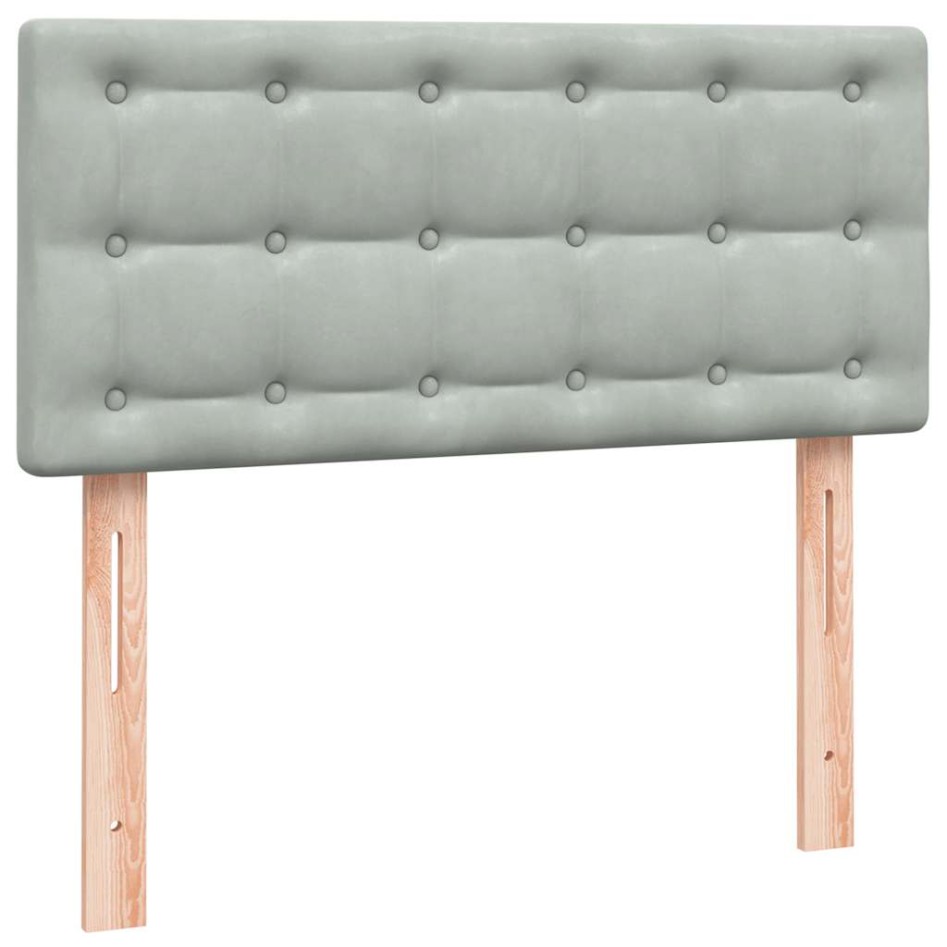 Cama box spring con colchón terciopelo gris claro 90x220