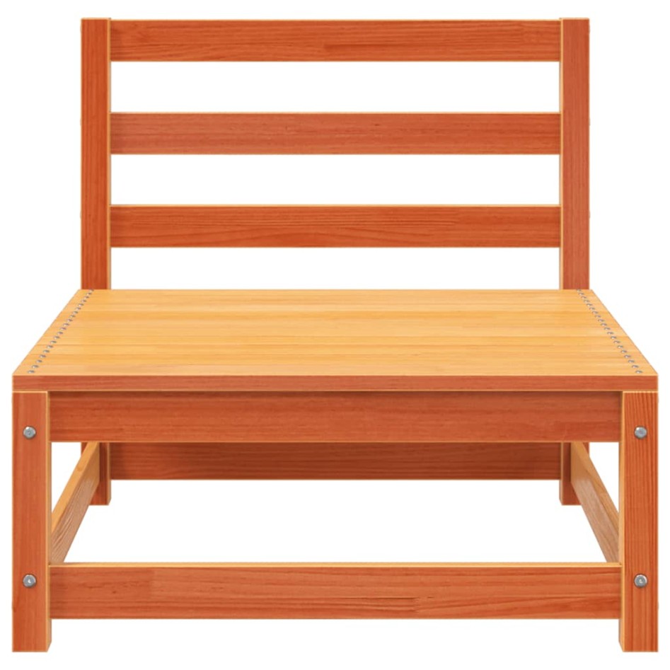 Sofás jardín sin reposabrazos 3 uds madera marrón 70x70x67