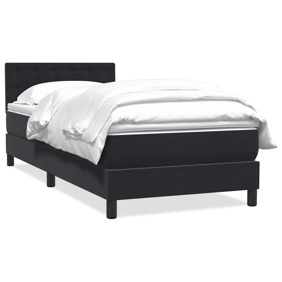 Cama box spring con colchón cuero sintético negro 90x210