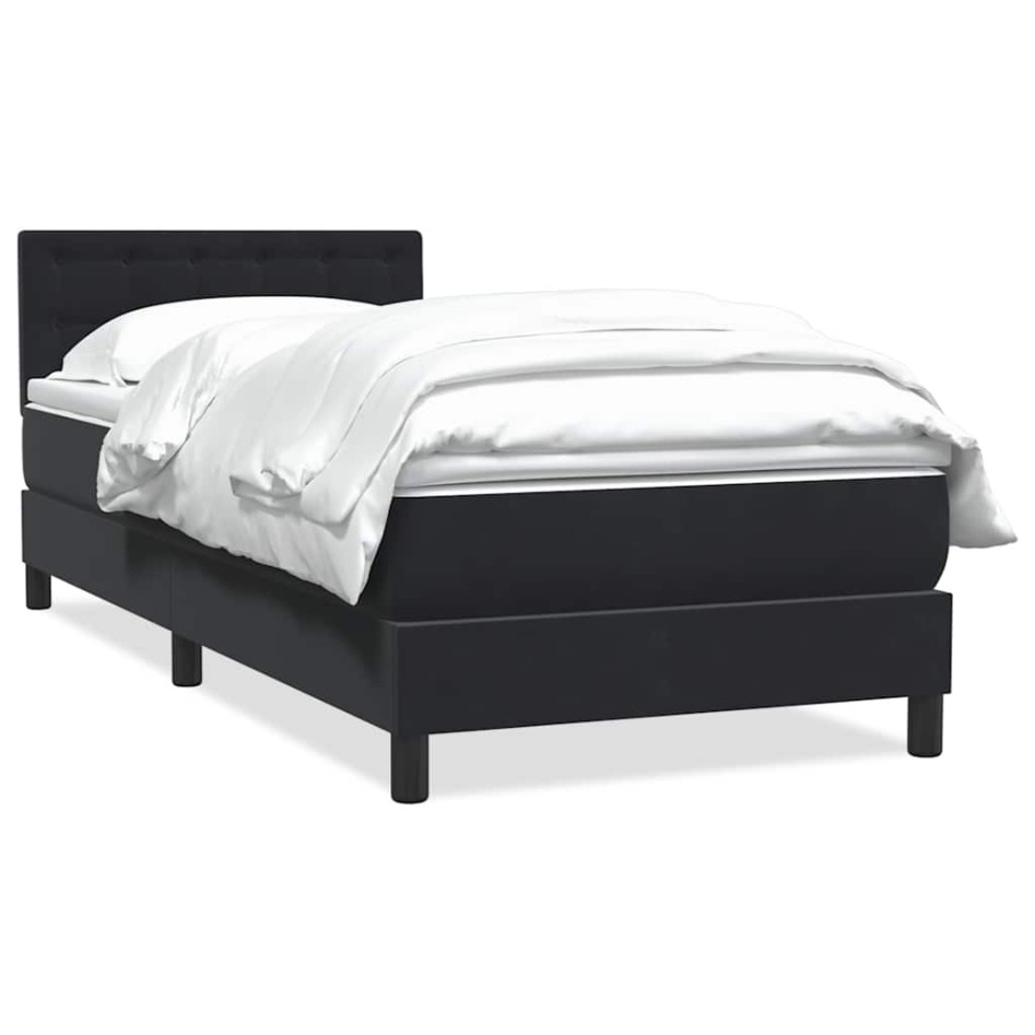 Cama box spring con colchón terciopelo negro 90x220