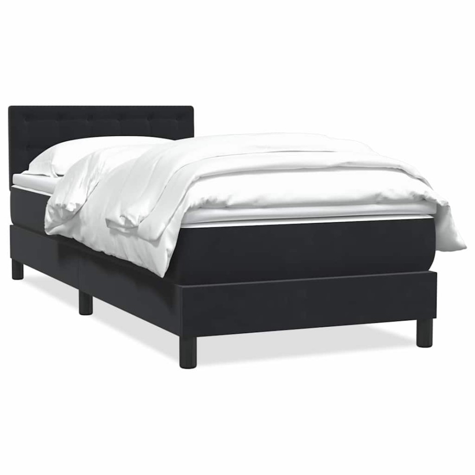 Cama box spring con colchón cuero sintético negro 80x220