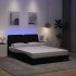 Estructura de cama con LED sin colchón tela negro 140x200