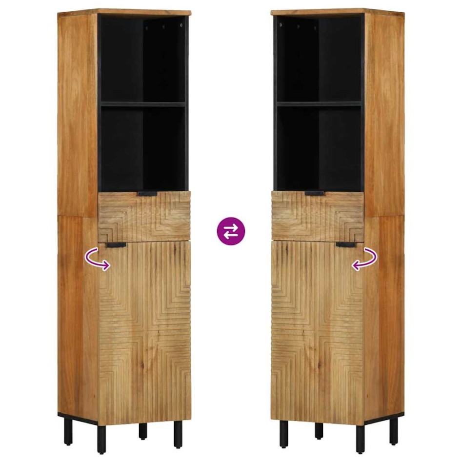 Conjunto de muebles de baño 3 uds marrón madera maciza de