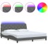 Estructura de cama con LED sin colchón gris oscuro 180x200