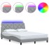 Estructura de cama con LED sin colchón gris claro 140x200