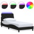 Estructura de cama con LED sin colchón tela negro 80x200